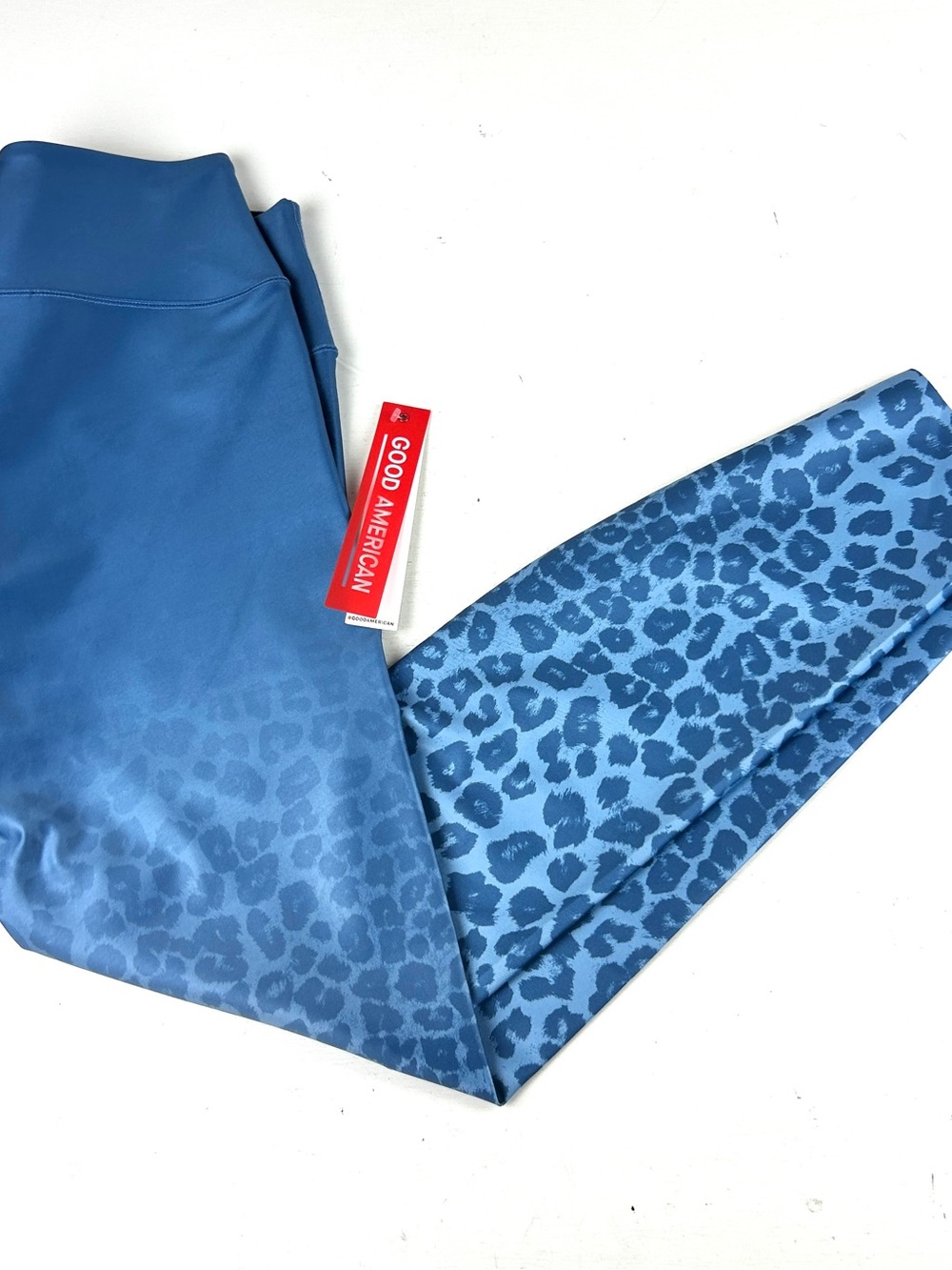 GOOD AMERICAN Performance Leggings Size 4 Blue Leopard New NWT